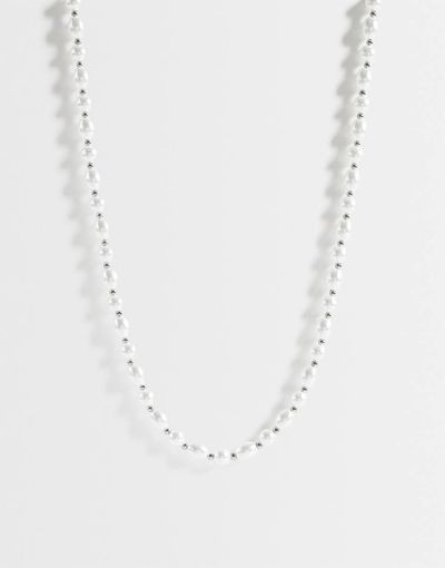 ASOS DESIGN ASOS DESIGN pearl with bead necklace in white