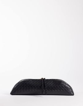 ASOS DESIGN ASOS DESIGN pencil case elongated clutch in black weave
