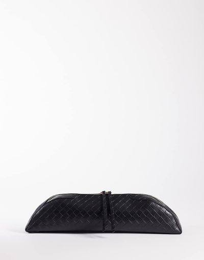 ASOS DESIGN ASOS DESIGN pencil case elongated clutch in black weave