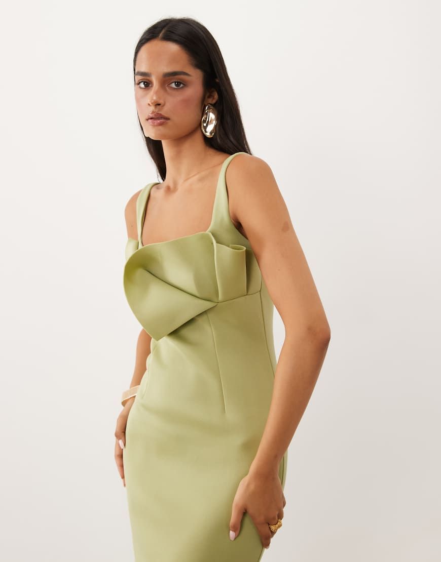 sage green pencil dress ASOS DESIGN Sunday Service Dress