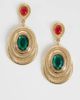ASOS DESIGN ASOS DESIGN pendant earrings with amber and green stone-settings in gold tone - 1