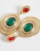 ASOS DESIGN ASOS DESIGN pendant earrings with amber and green stone-settings in gold tone - 2