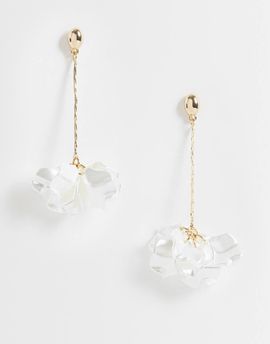 ASOS DESIGN ASOS DESIGN pendant earrings with ivory flower pendants in gold tone - IVORY-WHITE