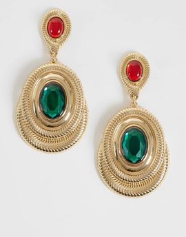ASOS DESIGN ASOS DESIGN pendant earrings with stone-settings in gold tone