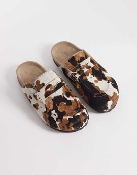 ASOS DESIGN ASOS DESIGN penny loafer mules in cow print-Multi