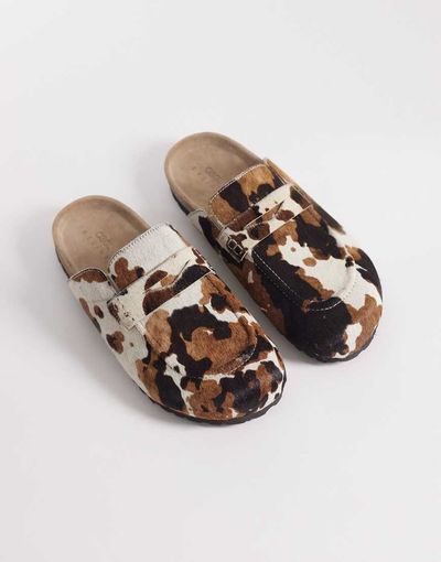 ASOS DESIGN ASOS DESIGN penny loafer mules in cow print-Multi