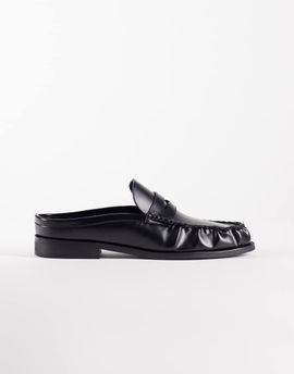 ASOS DESIGN ASOS DESIGN penny loafer mules with ruching in black