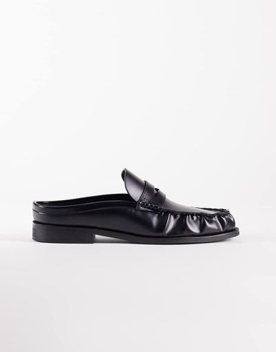 ASOS DESIGN ASOS DESIGN penny loafer mules with ruching in black