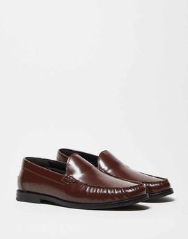 ASOS DESIGN ASOS DESIGN penny loafers in brown leather with ruching