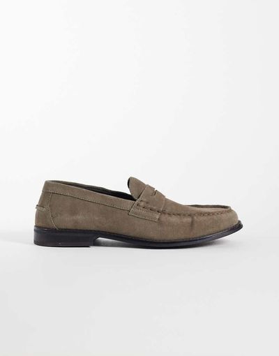 ASOS DESIGN ASOS DESIGN penny loafers in taupe suede-Brown