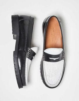 ASOS DESIGN ASOS DESIGN penny loafers in textured black and white leather