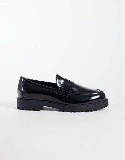ASOS DESIGN ASOS DESIGN penny loafers with cleated sole in black
