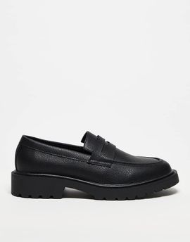 ASOS DESIGN ASOS DESIGN penny loafers with cleated soles in tumbled black