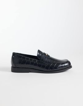 ASOS DESIGN ASOS DESIGN penny loafers with coin detailing in black croc