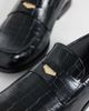 ASOS DESIGN ASOS DESIGN penny loafers with coin detailing in black croc - 4
