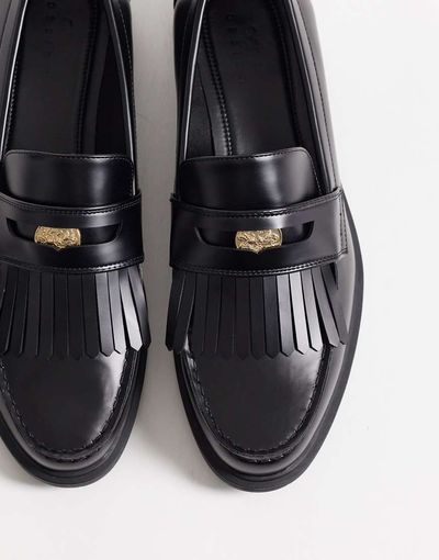 ASOS DESIGN ASOS DESIGN penny loafers with fringe and coin detail in black