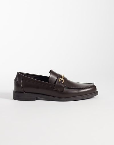 ASOS DESIGN ASOS DESIGN penny loafers with gold-tone snaffle detailing in brown