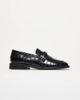 ASOS DESIGN ASOS DESIGN penny loafers with square toe in black faux croc with gold hardware - 1