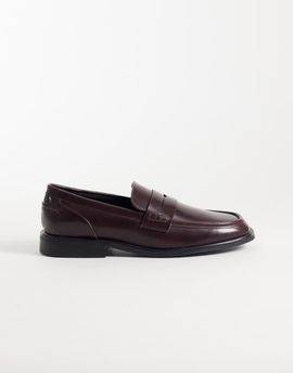 ASOS DESIGN ASOS DESIGN penny loafers with square toe in burgundy-RED