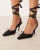ASOS DESIGN ASOS DESIGN Peony tie leg detail high heel shoes in black satin - 1