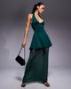 ASOS DESIGN ASOS DESIGN peplum halterneck maxi dress with sheer skirt in bottle green in scuba-style fabric - 1