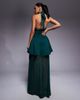 ASOS DESIGN ASOS DESIGN peplum halterneck maxi dress with sheer skirt in bottle green in scuba-style fabric - 4