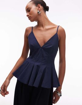 ASOS DESIGN ASOS DESIGN peplum structured cinch top in navy