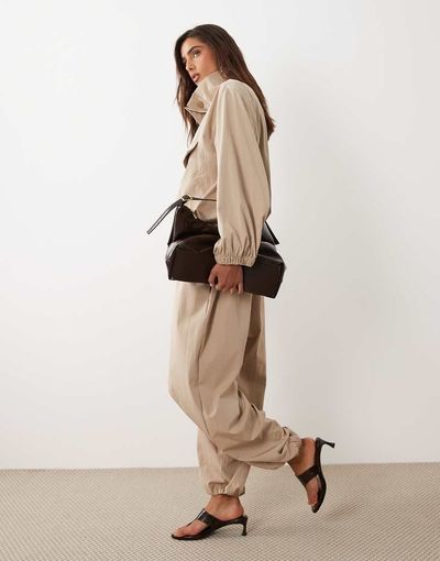 ASOS DESIGN ASOS DESIGN performance fabric balloon pants in stone - part of a set-Neutral