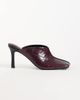 ASOS DESIGN ASOS DESIGN Perla square toe high heeled mules in burgundy and black-RED - 1