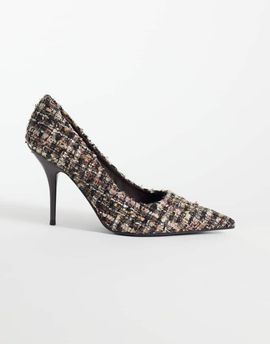 ASOS DESIGN ASOS DESIGN Perth pointed stiletto high heeled pumps in brown bouclé-Multi
