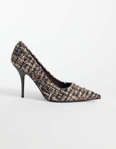 ASOS DESIGN ASOS DESIGN Perth pointed stiletto high heeled pumps in brown bouclé-Multi