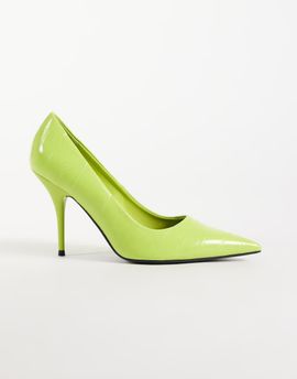 ASOS DESIGN ASOS DESIGN Perth pointed toe high stiletto heel pumps in lime croc-Green