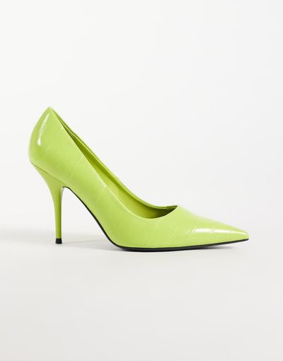 ASOS DESIGN ASOS DESIGN Perth pointed toe high stiletto heel pumps in lime croc-Green