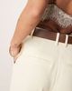 ASOS DESIGN ASOS DESIGN Petite tailored ankle grazer pants with PU belt in cream-No color - 4