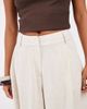 ASOS DESIGN ASOS DESIGN Petite Tailored high waist culotte with linen in natural-NEUTRAL - 4