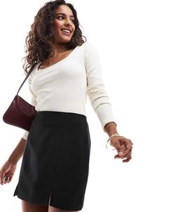 ASOS DESIGN ASOS DESIGN Petite tailored mini skirt with splits in black