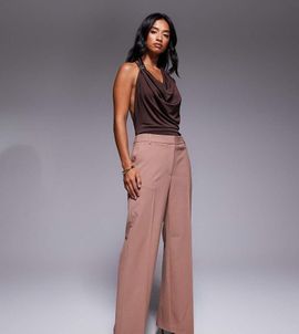 ASOS DESIGN ASOS DESIGN Petite tailored slim straight pants in mocha