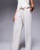 ASOS DESIGN ASOS DESIGN Petite tailored straight leg pants with pleat detail in cream stripe-Multi - 1