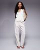 ASOS DESIGN ASOS DESIGN Petite tailored straight leg pants with pleat detail in cream stripe-Multi - 2