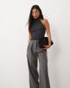 ASOS DESIGN ASOS DESIGN Petite tailored wide leg pants with pleat detail in charcoal-Gray - 1