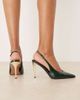 ASOS DESIGN ASOS DESIGN Phoenix slingback electroplated high heel shoes in forest green - 2