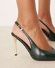ASOS DESIGN ASOS DESIGN Phoenix slingback electroplated high heel shoes in forest green - 4