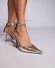 ASOS DESIGN ASOS DESIGN Pippi lace up detail high heeled pumps in gold - 1