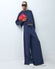 ASOS DESIGN ASOS DESIGN pique sporty panel sweatpants in blue and cream-Navy - 1