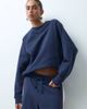 ASOS DESIGN ASOS DESIGN pique sporty panel sweatpants in blue and cream-Navy - 4