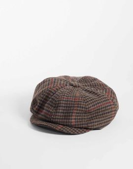 ASOS DESIGN ASOS DESIGN plaid baker boy cap in brown