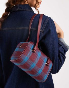 ASOS DESIGN ASOS DESIGN plaid boxy shoulder bag in burgundy-Blue