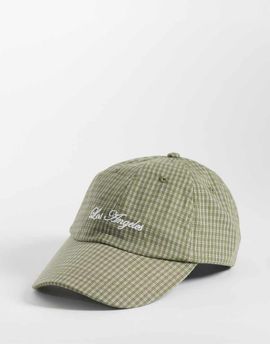 ASOS DESIGN ASOS DESIGN plaid cap with embroidery in green