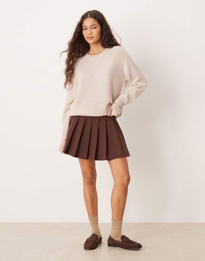ASOS DESIGN ASOS DESIGN pleated mini skirt in chocolate-Brown