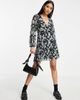 ASOS DESIGN ASOS DESIGN pleated mini wrap dress in monochrome floral-Multi - 1